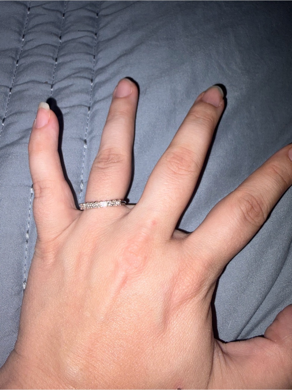 14K white gold 9 diamond ring